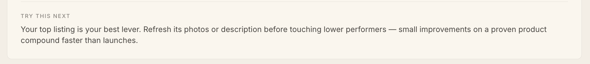Try This Next section with a single action recommendation